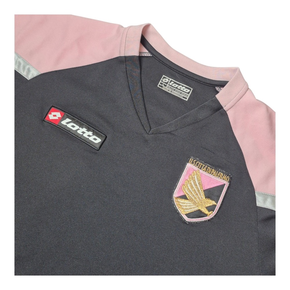 Lotto Men's Large Palermo Soccer Jersey Black Pink Serie A Footballcore